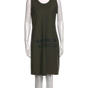 Vintage Helmut Lang Jeans Scoop Neck Paint Stripe Slip Dress Olive 46/10 Italy